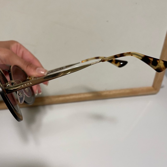 PRADA Sunglasses- 65TS Pale Gold Frame Unique Silver Mirror Lens - Picture 8 of 9